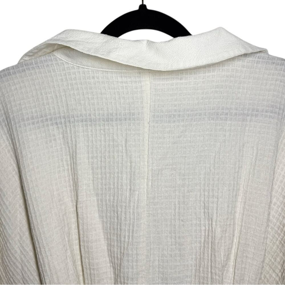 Free People Cream Ivory Waffle Relaxed V Neck Tie Waist Emeri Romper - Medium - Picture 7 of 12